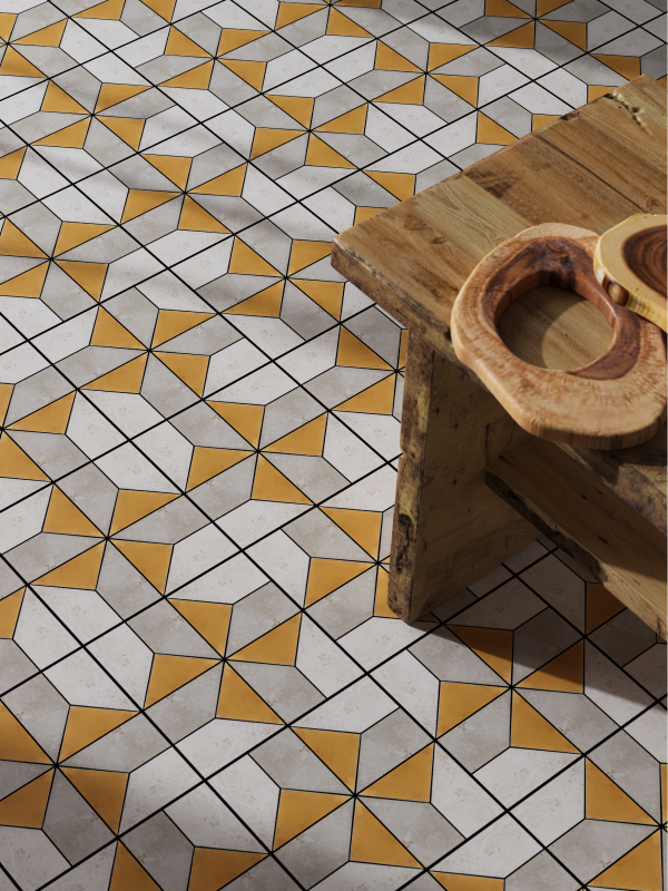 Aplicación de la colección Outlet House Gold como Pavimento Cerámico